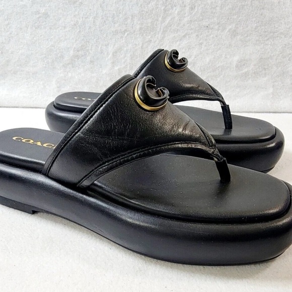 Coach Sylvie flatform Leather Sandals - Picture 7 of 9